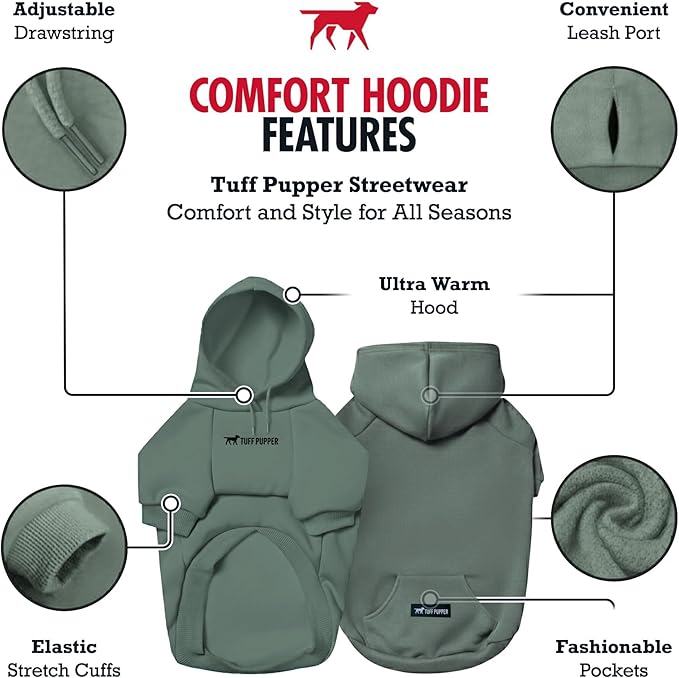 Tuff Pupper Dog Hoodie | Premium Quality Insulated Fabric | Ultra Soft Interior for Superior Comfort | Elastic Cuffs & Drawstring for Warmth | Stretch Fit Suitable for All Breeds (Teal, M)