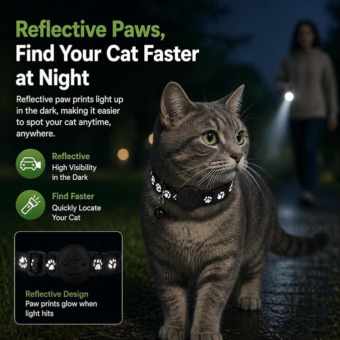 Pet Tracker,GPS Collar for Cats (Android Only) Smart tag,Waterproof Compatible with Google Find My,No Monthly Fee,Advanced Tracking Solution Smart Collar for Pet Safety Ideal Small Large Cats