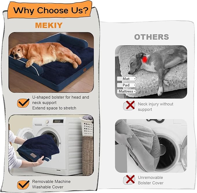 Dog Bed Medium Size Dog-Orthopedic Waterproof Bed for Dogs,Foam Couch Sofa with Washable Removable Cover & Non-Slip Bottom-Navy Blue
