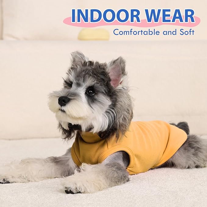 Dog Fleece Shirt - Yellow, XS - Stretchable Sleeveless Vest | Warm Lightweight Sweatershirt, Pullover Design for Puppy,Chihuahua Clothes,Autumn/Winter Outdoor Clothing
