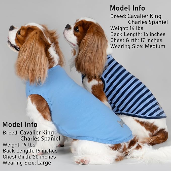 KYEESE 2Pack Dog Shirt, Soft Striped Dogs T Shirts, Lightweight Pet Tank Top, Sleeveless Dog Shirt for Medium Dogs, Stretchy Comfortable Pet Vest, Dark Blue, 2XL