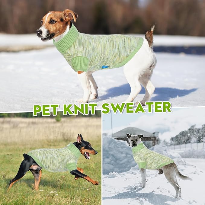 Pet Clothing,Turtleneck Dog Sweater,Sweaters for Dogs Boys and Girls,Pullover Dog Sweaters,Pet Knitted Clothes,Fit for Different Kinds Dogs,for Spring,Autumn and Winter(Green L)