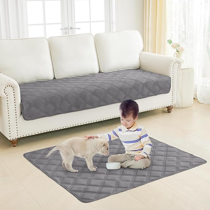 Smiry Waterproof Dog Bed Cover Blanket 40x50, Soft Reversible Pet Blanket, Washable Leakproof Cats Dogs Couch Cover for Sofa, Couch, Furniture, Lattice, Grey/Dark Grey