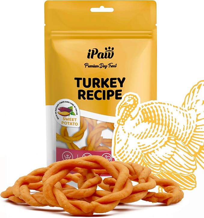 iPaw Turkey Dog Treats, All Natural Human Grade Dog Treat, Suitable for Training chew, US Sourced Raw Material, Hypoallergenic, Rawhide Alternative, Ring (Sweet Potato)