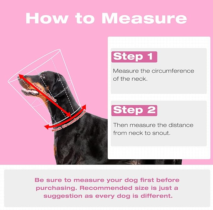 AuraPaw Dog Cone Collar After Surgery,Adjustable Soft Dog Cat Recovery Collar to Stop Licking Wounds,Comfortable Light-Weight Elizabethan Collar for Dogs Anti-Bite Lick Protective Wound,Pink,S