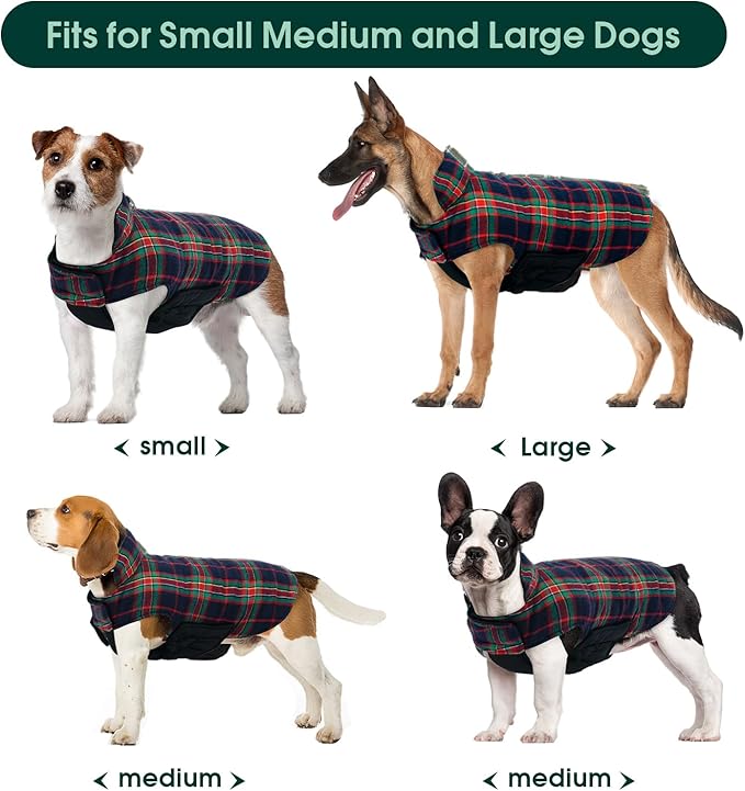 Kuoser Warm Dog Coat, Waterproof Dog Jacket for Extra Large Dogs, Adjustable Durable XL Doggie Winter Coat Reversible Cozy Puppy Cold Weather Apparel from Small to Large Breed, RoyalBlue XL