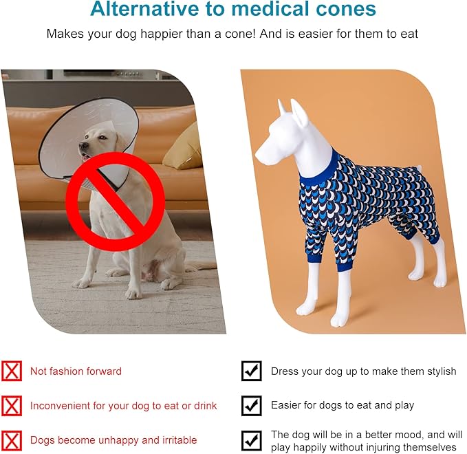 LovinPet Jammies for Large Dogs - Anti Licking & Anxiety Calming Dog Shirt, Lightweight Stretchy Summertime Print, Pitbull Shirt, Large Dogs Onesie, Pitbull Clothes, Dog Costume for Parties, Black 2XL