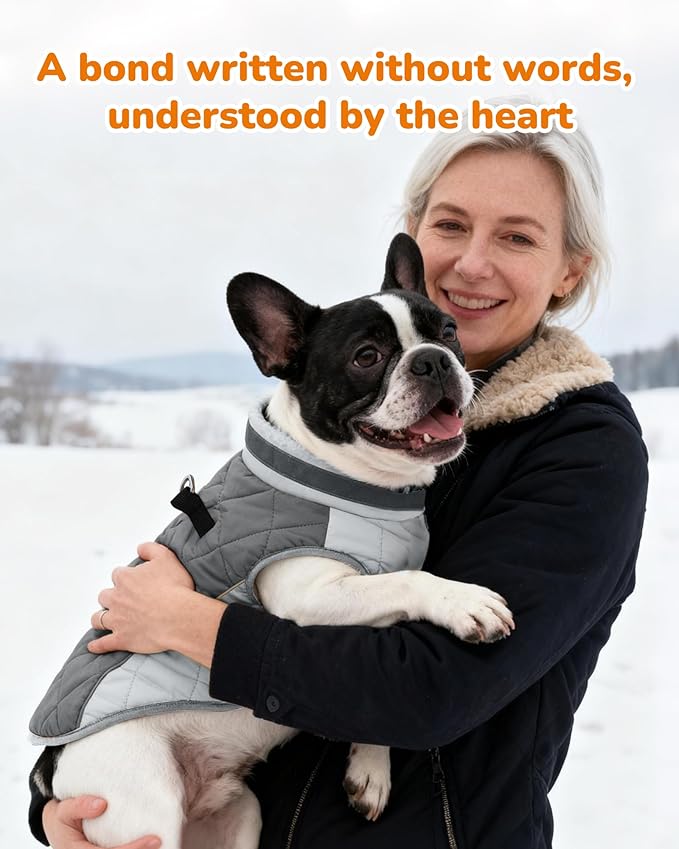 Dog Coat for Small Dogs, Adjustable Dog Jackets for Cold Weather, Reflective Winter Coat with Built-in Harness, Snowsuit Fits Dogs 7-14 lbs and Up, Size S Black
