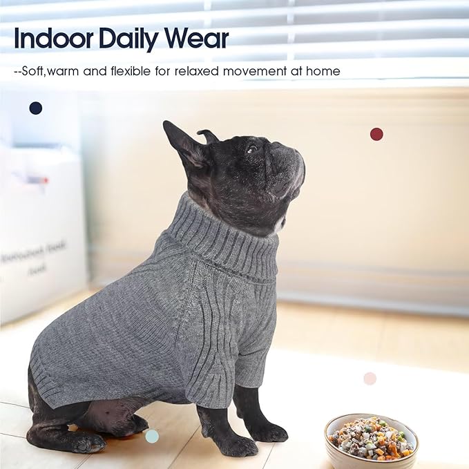 IECOii XXL Dog Sweater,Thermal Knit Big Dog Sweater with Sleeve,Pet Turtleneck Doggy Sweatshirt for Extra Large Dogs Boy Girl,Stretchy Large Dogs Cold Weather Outfit Pitbull Clothes,(Light Grey,XXL)