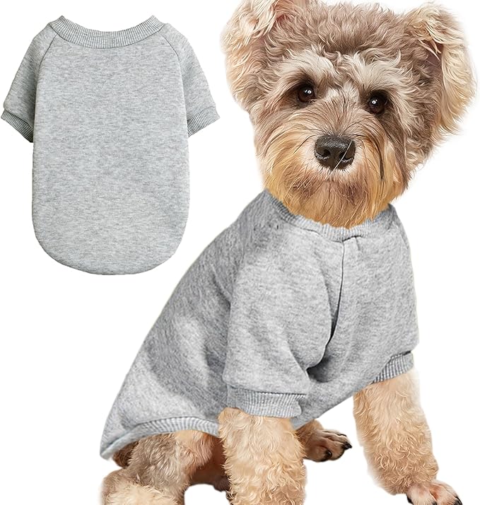 Puppy Sweater for Small Dogs Clothes Warm Winter Cat Clothe Pet Sweatshirt Knitwear Doggie Kitten Clothing, Grey, XX-Small