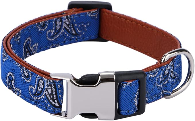 Bowtie Dog Collars Blue Paisley Pattern Small