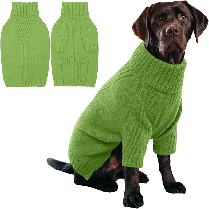 IECOii XL Dog Sweater,Winter Doggy Clothes for Large Dogs Girl Boy,Warm Pullover Soft Dog Sweater Turtleneck,Lightweight & Good Stretch for Active Dogs Like Beagle,Border Collie (Grass Green,XLarge)