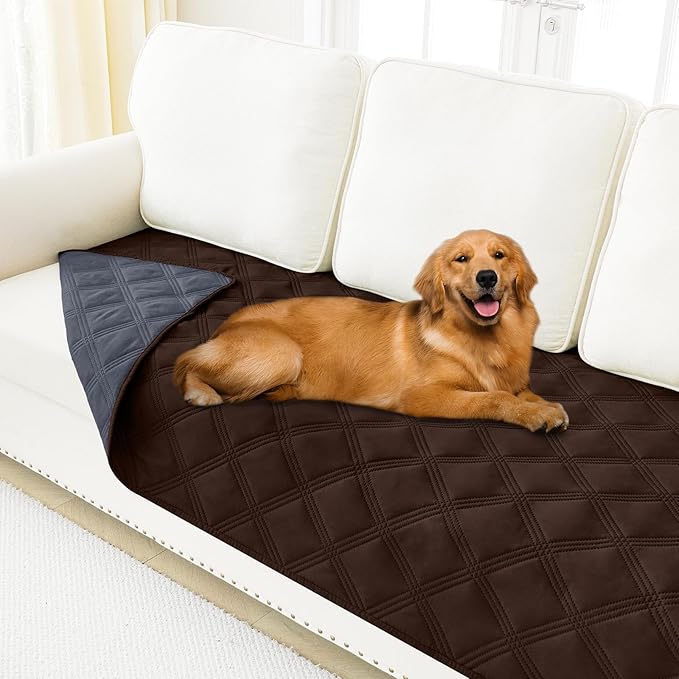 Smiry Waterproof Dog Bed Cover Blanket 30x70, Soft Reversible Pet Blanket, Washable Leakproof Cats Dogs Couch Cover for Sofa, Couch, Furniture, Lattice, Chocolate/Dark Grey