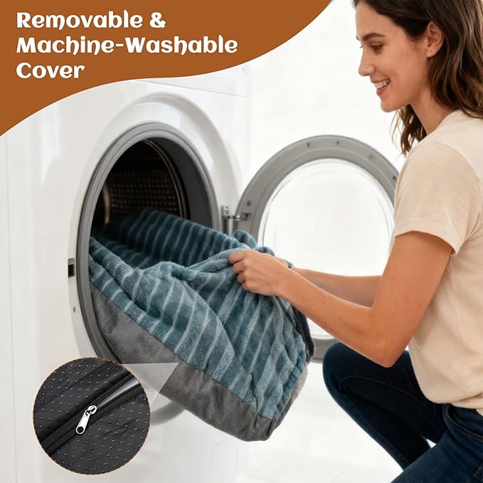 Big Dog Bed for Large Sized Dogs - Dog Crate Pad Removable Washable Cover, Non-Slip Bottom, Pet Mat Comfort Cushion for Joint Relief, Deep Sleep & Home Decor