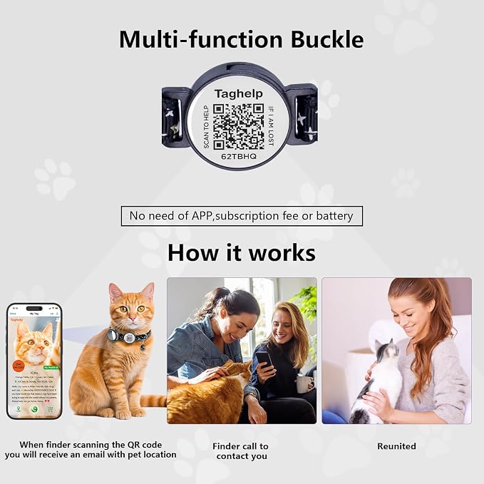 Waterproof Airtag Cat Collar Breakaway with Bell,Moon and Stars Pendant,Reflective Kitten Collar with Apple Airtag Holder,Safety Buckle for Girl Boy Cats,Pet Supplies,Accessories,Gifts (Blue B)