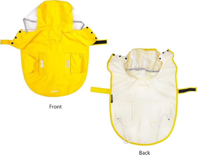 Waterproof Dog Raincoat, Adjustable Reflective Lightweight Pet Rain Clothes with Poncho Hood (Small, Yellow)
