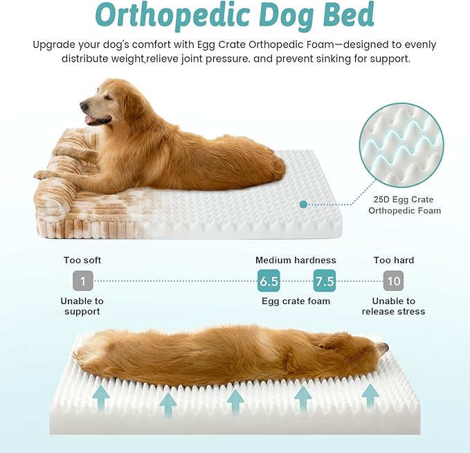 COZY KISS Cute Dog Bed for Small Dogs, Faux Rabbit Fur Orthopedic Foam Dog Bed with Sides, Removable Washable Cover & Waterproof Lining, Comfortable Pet Couch, Tie-Dye Brown (30" L x 20" W x 6" Th)