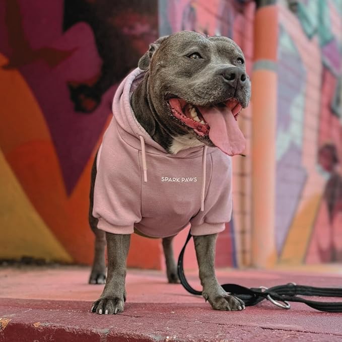 Spark Paws Dog Hoodie – Premium Dog Sweater for Small, Medium, and Large Dogs | Warm Outfits for French Bulldogs, Pitbull, Puppy, Winter Jacket Alternative - Dusty Pink - 3XL