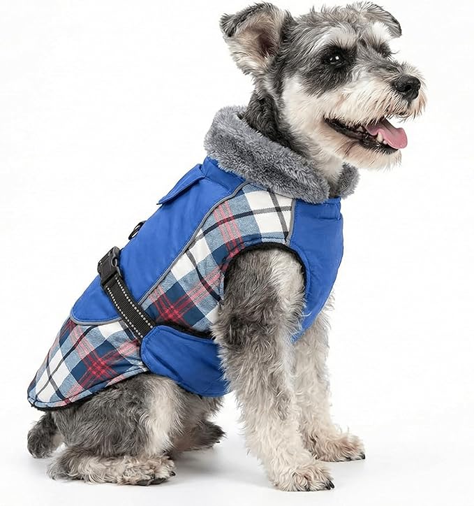 DroolingDog Dog Coats for Small Medium Dogs Winter Jacket Outdoor Stylish Clothes with Nylon Waterproof Material and 100% Polyester Fleece Lining, Blue, Medium