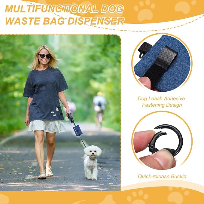 Dog Poop Bag Holder, Pet Waste Bag Dispenser Dog Treat Pouch with Zipper Oxford Cloth Portable Reusable Easy Cleanup(1Pcs, Navy Blue), Intended for Outdoor/Travel/Walking