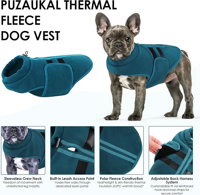 Dog Sweater,Adjustable Dog Sweaters for Small, Medium and Large Dogs Boys Girls, Dachshund Chihuahua Fleece Dogs Sweater(Peacock Blue,XL)