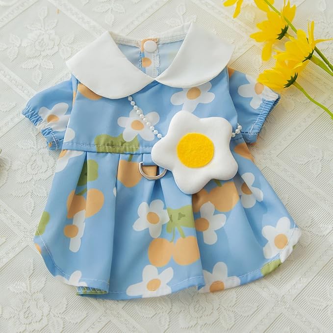 Dog Dress Soft Breathable Puppy Dresses Elegant Princess Lace Floral Pet Dress with Sunflower for Small Dog