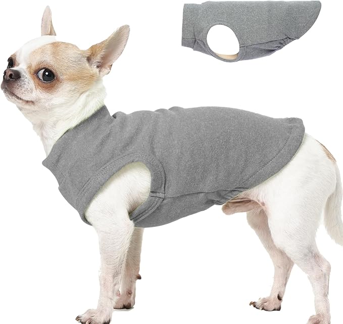 Dog Sweater Fleece - Grey, XS - Stretchable Sleeveless Vest | Warm Lightweight Sweatershirt, Pullover Design for Puppy,Chihuahua Clothes,Fall/Winter Outdoor