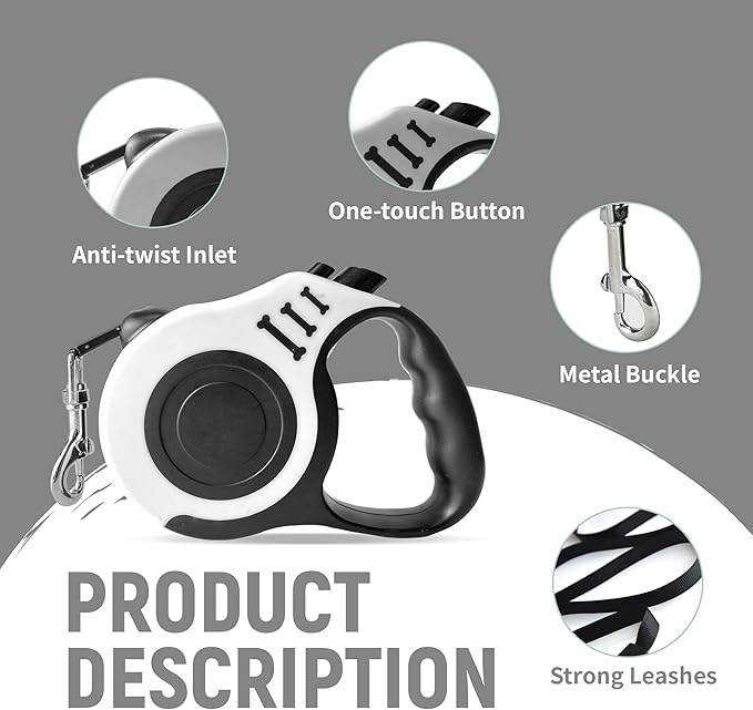 LIEVUIKEN Retractable Dog Leash Automatic Telescopic Tractor Dog Tape, Pet Tape 10/16 FT Durable and Convenient, with Folding Bowl, Dispenser, Rubbish Bags, Suitable for Small and Medium Dogs