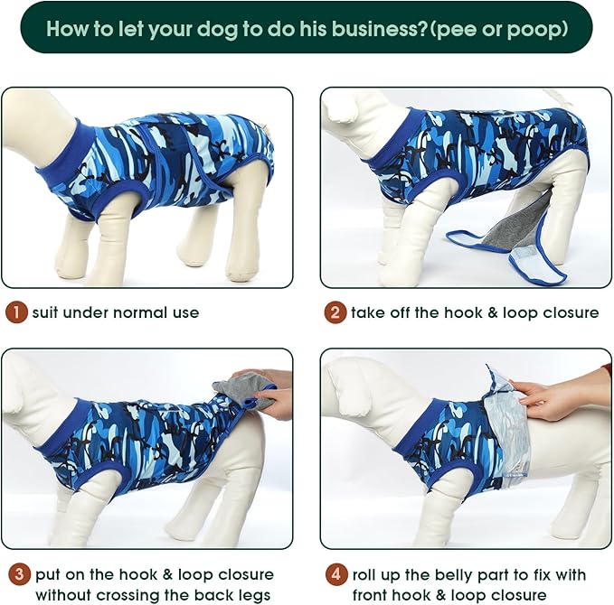 Kuoser Recovery Suit for Dogs Cats After Surgery, Professional Pet Recovery Shirt Dog Abdominal Wounds Bandages, Substitute E-Collar & Cone,Prevent Licking Dog Onesies Pet Surgery Recovery Suit
