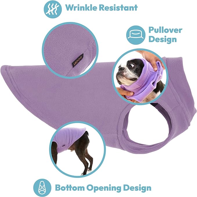 Gooby Stretch Fleece Vest Dog Sweater - Steel Blue, Large - Warm Pullover Super Stretchy Fleece Dog Jacket for Small to Large Dogs