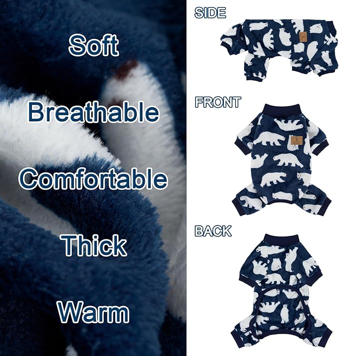 XPUDAC Dog Pajamas Polar Bear Fleece Dog Sweater for Small Medium Dogs Girl Boy Winter Puppy Clothes Pet Outfit Jumpsuit, L