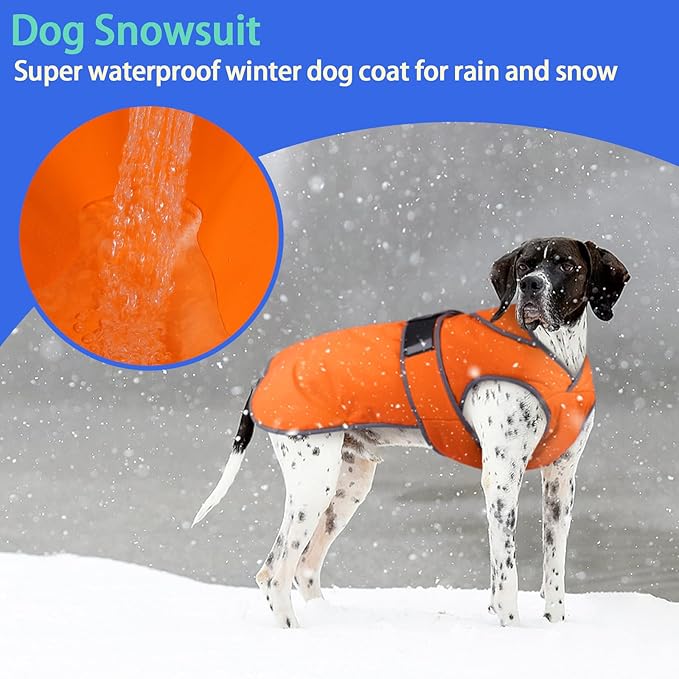 MIGOHI Warm Dog Coat Winter Dog Jacket,Waterproof Cold Weather Coats for Dogs,Fleece Jacket for Small Medium Large Dogs,Reflective Thick Fleece Vest with Leash Hole