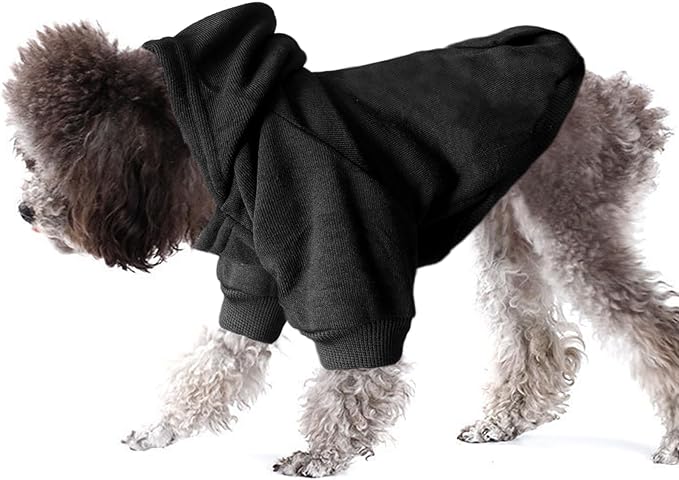 Jecikelon Winter Dog Hoodie Sweatshirts with Pockets Warm Dog Clothes for Small Dogs Chihuahua Coat Clothing Puppy Cat Custume (Black, X-Large)