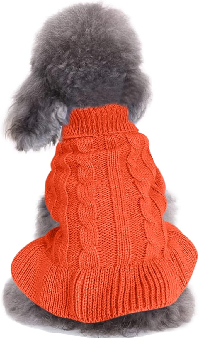 CHBORCHICEN Small Dog Sweaters Knitted Pet Cat Warm Dog Sweatshirt Winter Clothes Kitten Puppy Sweater (M, Dress-Orange)