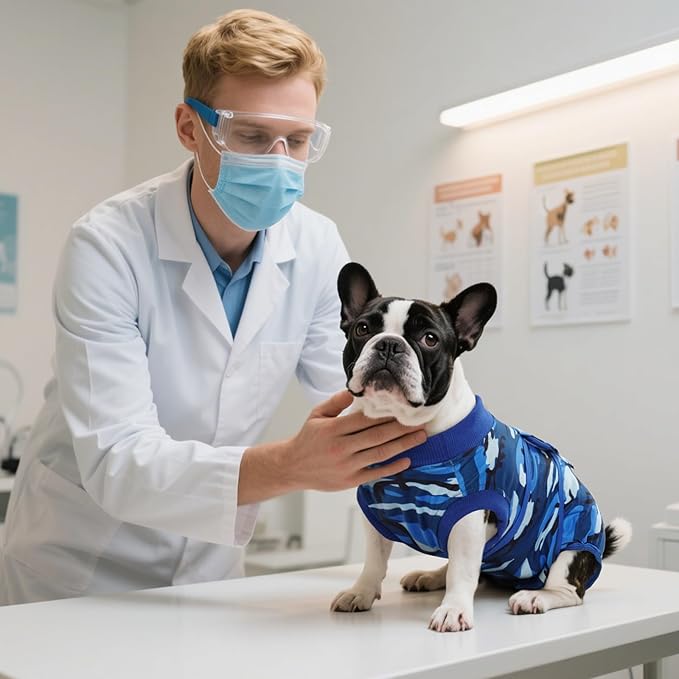 Kuoser Recovery Suit for Dogs Cats After Surgery, Professional Pet Recovery Shirt Dog Abdominal Wounds Bandages, Substitute E-Collar & Cone,Prevent Licking Dog Onesies Pet Surgery Recovery Suit
