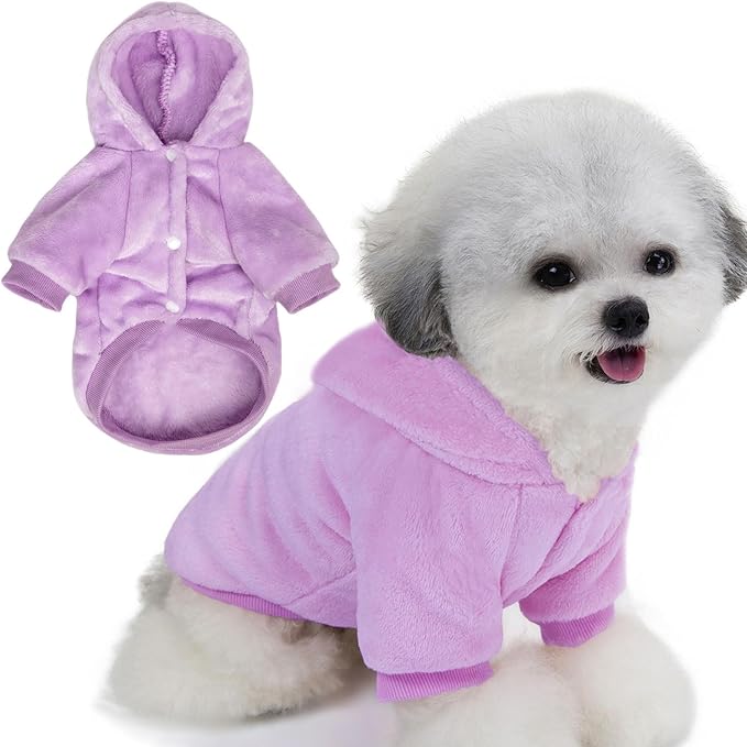 FabriCastle Dog Hoodie Sweater for Small Dogs Boy and Girl, Dog Clothes XS XXS Puppy Sweatshirt, Pet Outfit, Cat Clothing Super Soft Warm Snap On Closure (Light Purple, Medium)