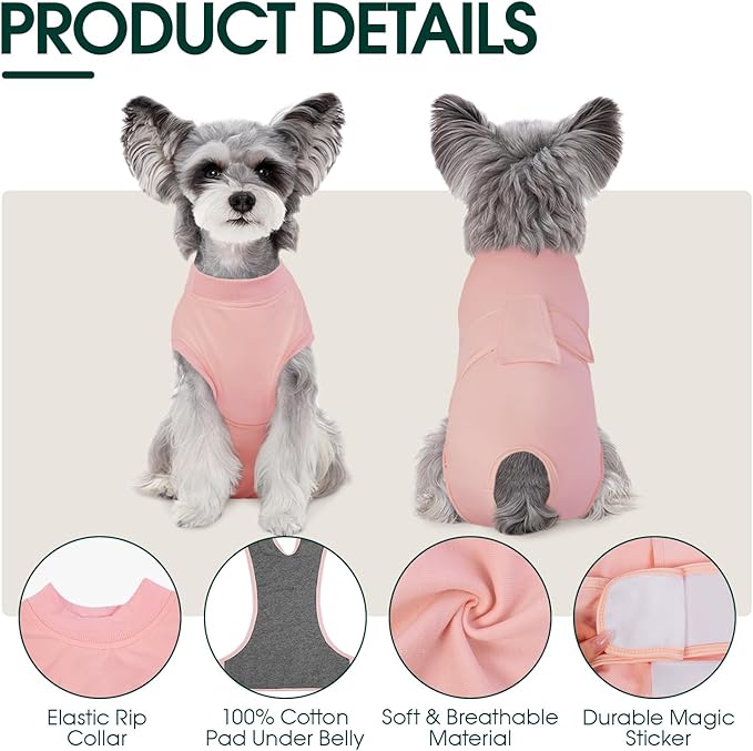 Kuoser Dog Surgery Suit - Female Spay & Male Neuter Recovery Onesie, Anti-Licking Abdominal Wounds Pet Surgical Recovery Bodysuit, Substitute E-Collar & Cone