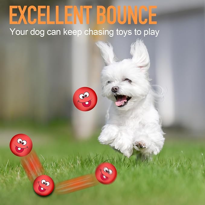 Squeaky Dog Toys Funny Face Chewing Latex Rubber Soft Fetch Play Interactive Dog Squeaky Balls for Puppy Small Medium Pet Dog (12PCS)