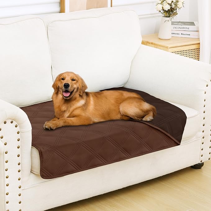 Smiry Waterproof Dog Bed Cover Blanket 30x53, Soft Reversible Pet Blanket, Washable Leakproof Cats Dogs Couch Cover for Sofa, Couch, Furniture, Lattice, Brown/Chocolate