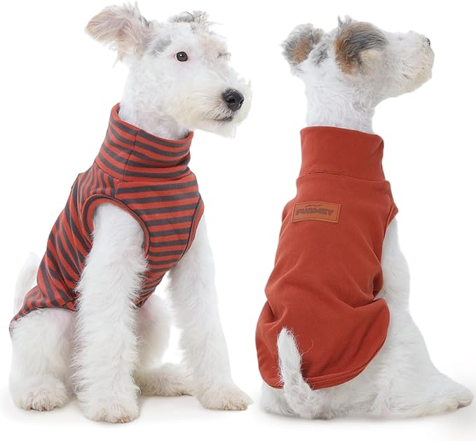 FUAMEY 2 Pack Dog Fleece Vest for Extra Small Dogs,Puppy Stretchy Dog Sweatshirts Warm Dogs Pullover Winter Pet Sweaters with Leash Hole Puppy Turtleneck Sleeveless Orange XXS