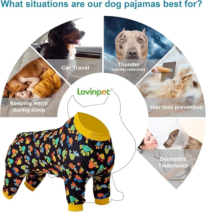 LovinPet Large Dog Outfits for Female Dogs, Pet Anxiety Relief Shirt, Sun Protectiont, Comfy Stretchy Fabric, Black Turtle Print, Pitbull Shirt,Large