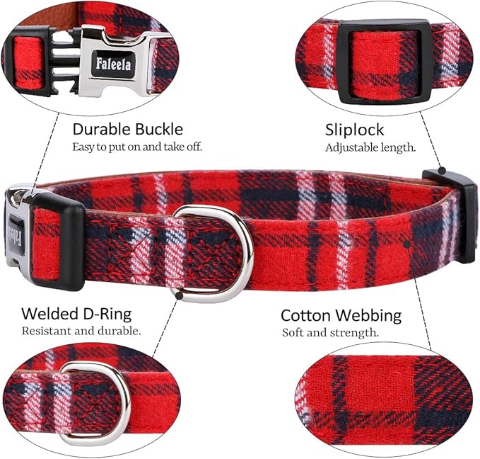 Faleela Soft &Comfy Bowtie Christmas Dog Collar,Detachable and Adjustable Bow Tie Collar,for Small Medium Large Pet (M, Red)