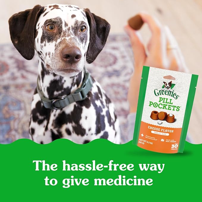 Greenies Pill Pockets for Dogs, Small Size Soft Dog Treats, Cheese Flavor, (6) 3.2 oz. Pouches