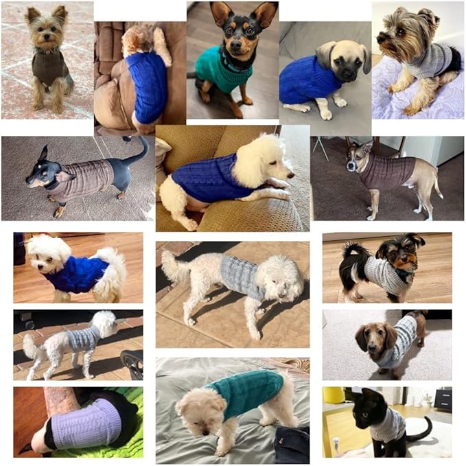 CHBORCHICEN Small Dog Sweaters Knitted Pet Cat Warm Dog Sweatshirt Winter Clothes Kitten Puppy Sweater (XX-Small, Grey)