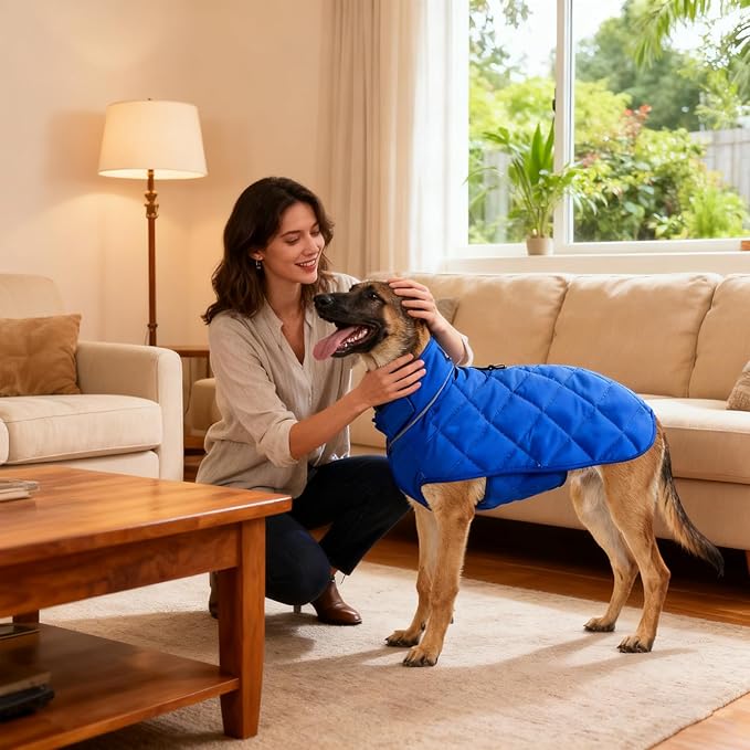 Weighted Dog Vest, Tactical Weight Coat with Beads for Dogs Anxiety- Relieve Stress, Build Muscle & Optimize Health, Premium Heavy Duty Dog Training Jacket for Exercise and Strength (Blue, XXL)
