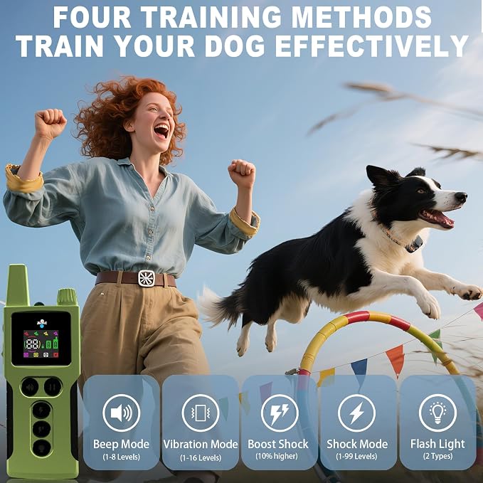 Dog Shock Collar - 4200FT Dog Training Collar with Remote Innovative IPX7 Waterproof with 4 Training Modes,Vibration and Shock,Rechargeable E-Collar for All Breeds