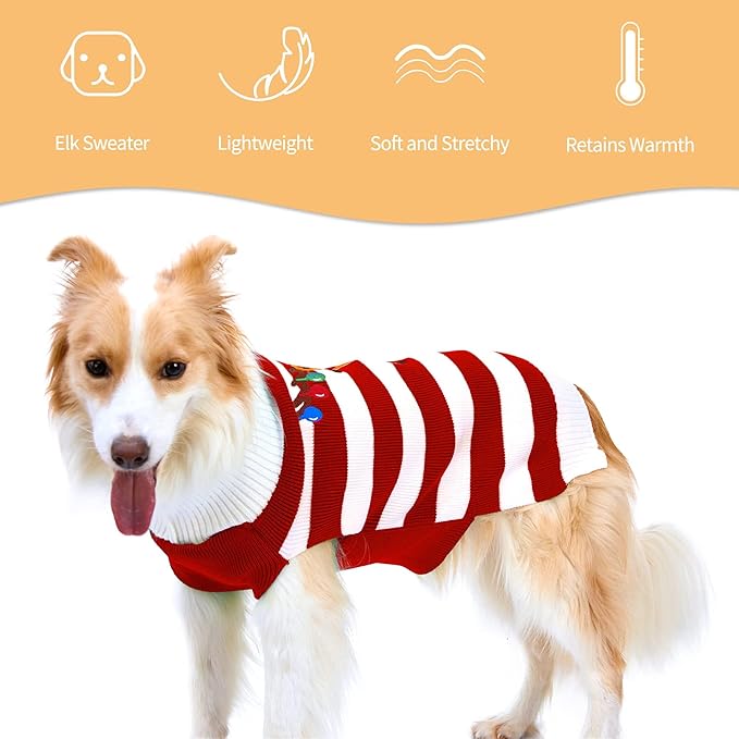 NACOCO Dog Sweater Pet Christmas Elk Bells Sweaters Halloween Reindeer for Small Dog and Cat (M, Red)