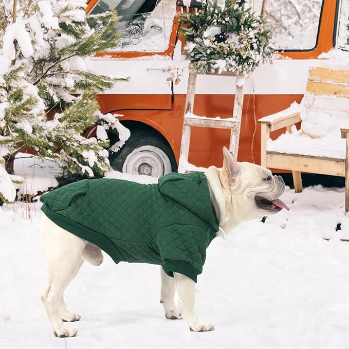 KOOLTAIL Dog Hoodie for Small Medium Large Dogs, Ultra-Warm & Soft Winter Fall Fleece Dog Hooded Sweatshirt Clothes Sweater, Lightweight Pullover Coat for Boy Girl Bulldog Pitbull Puppy Cats,Green M-L