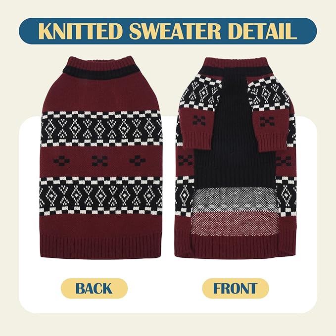 ROZKITCH Lightweight Dog Sweaters, Breathable Knit Pullover with Fair Isle Pattern, Winter Warm Pet Clothes for Large Dogs Great Dane German Shepherd DarkRed 5XL