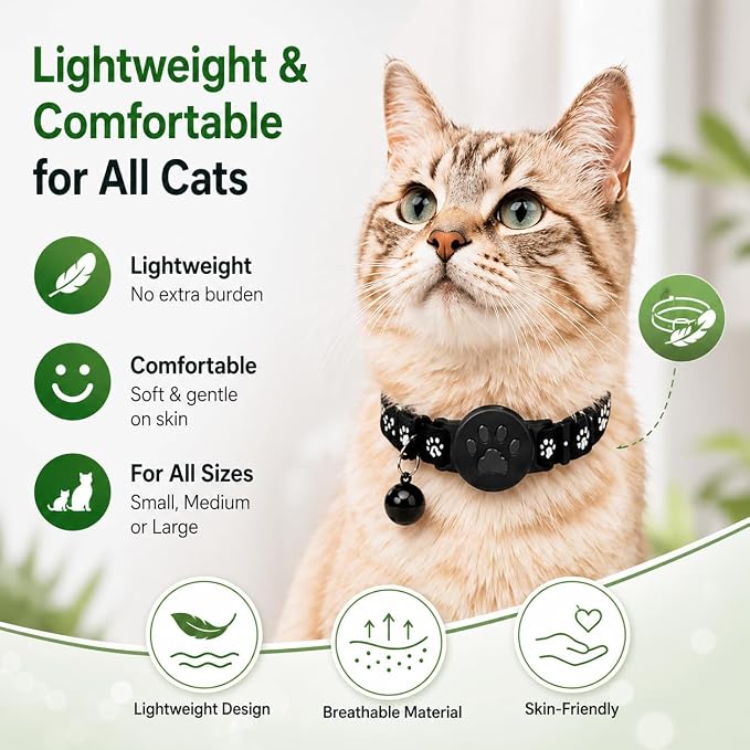 Pet Tracker,GPS Collar for Cats (Android Only) Smart tag,Waterproof Compatible with Google Find My,No Monthly Fee,Advanced Tracking Solution Smart Collar for Pet Safety Ideal Small Large Cats